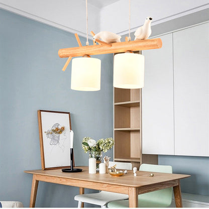 BirdNest - Lampadario in legno naturale