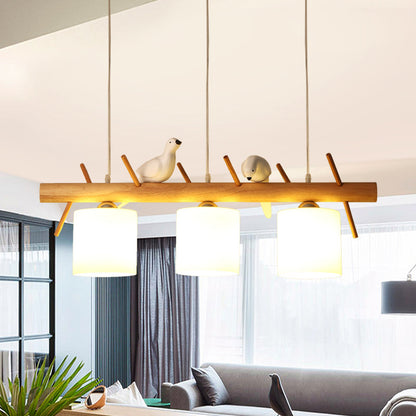 BirdNest - Lampadario in legno naturale
