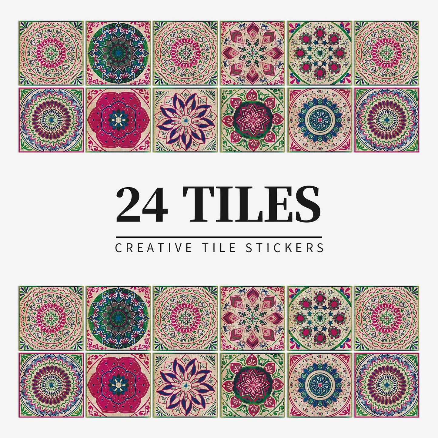24 pezzi di piastrelle mandala europee