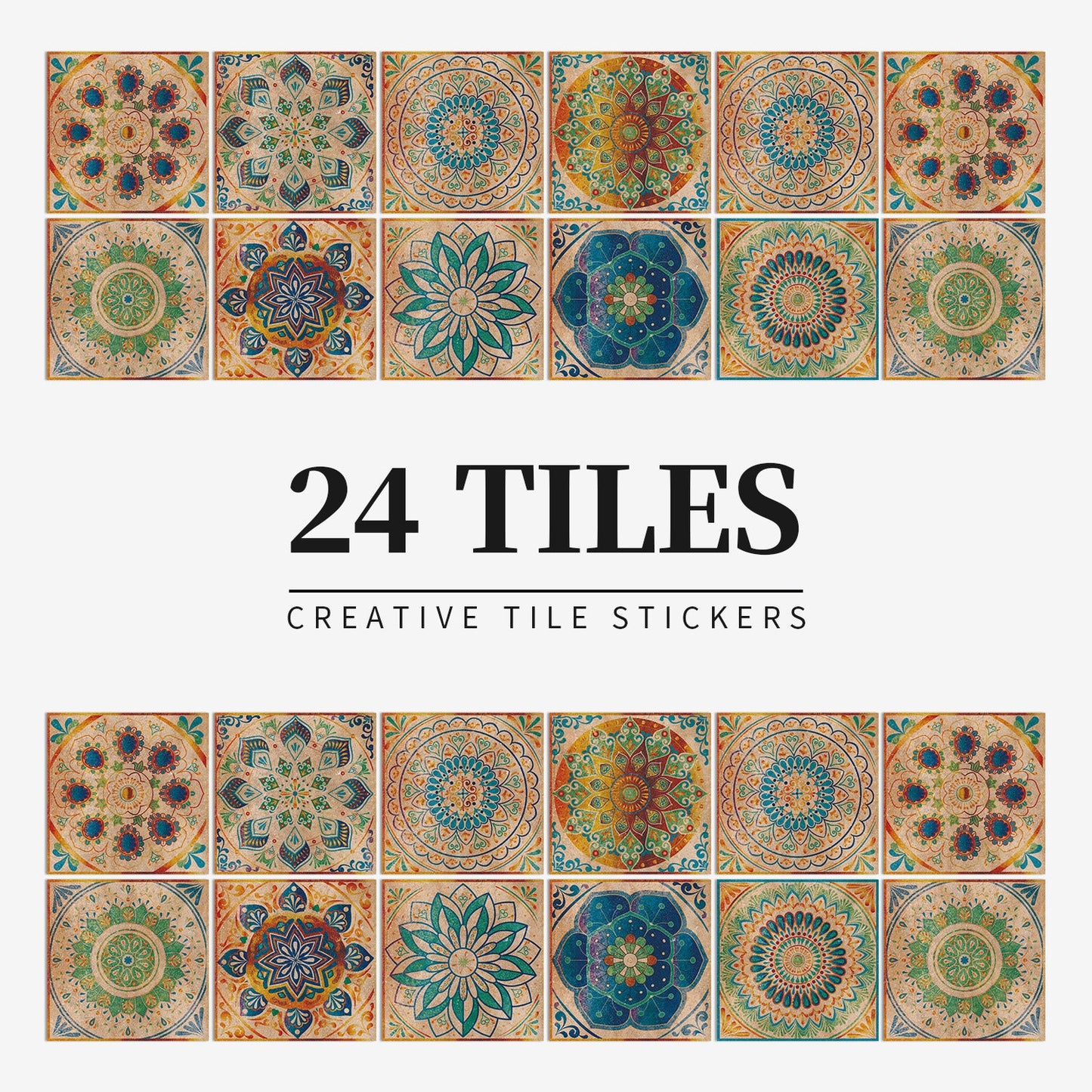 24 pezzi di piastrelle mandala europee