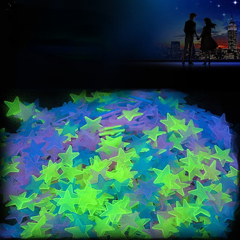 100 pezzi stelle 3d che brillano nel buio adesivi murali