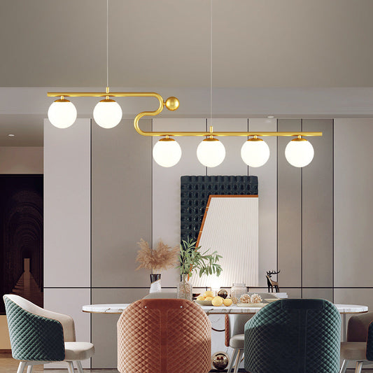 Lampada a sospensione a sfera da soffitto in vetro bianco