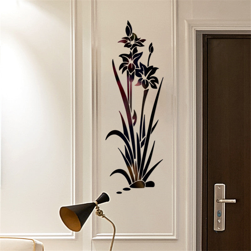 Adesivo murale 3D fiore erba cristallo
