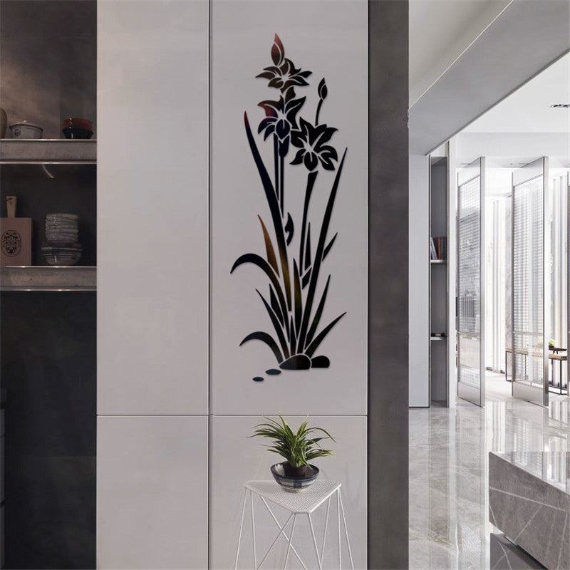 Adesivo murale 3D fiore erba cristallo