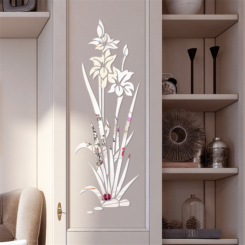 Adesivo murale 3D fiore erba cristallo