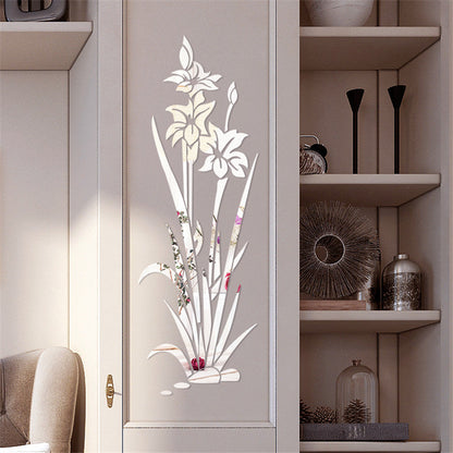 Adesivo murale 3D fiore erba cristallo
