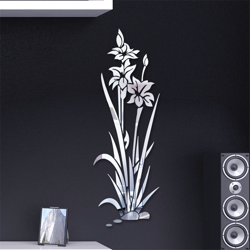 Adesivo murale 3D fiore erba cristallo