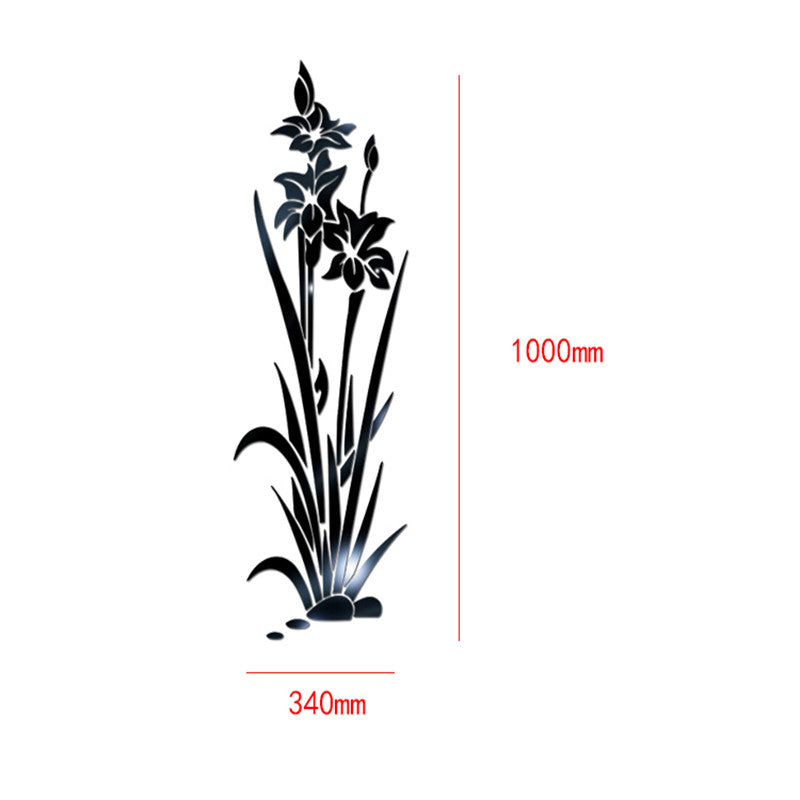 Adesivo murale 3D fiore erba cristallo