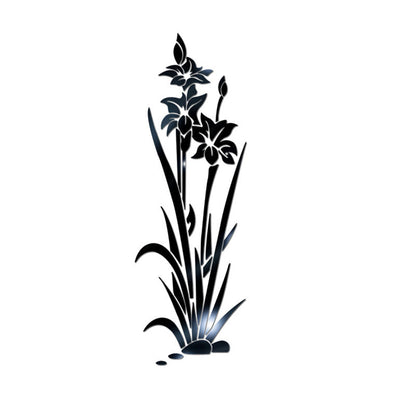 Adesivo murale 3D fiore erba cristallo
