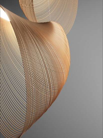 BirchGlow - Lampada a sospensione in legno di betulla