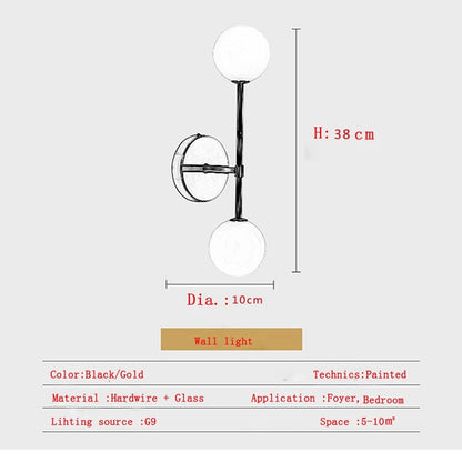 LuminousCrystal - Lampada da parete a led in vetro smerigliato Bal